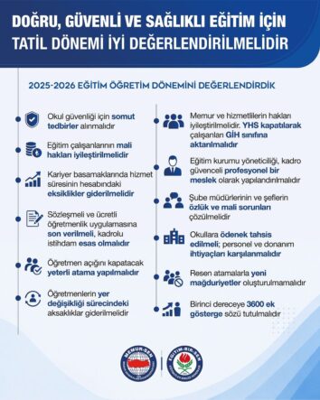 Eğitim-Bir-Sen'den 2025-2026 eğitim-öğretim dönemi değerlendirmesi